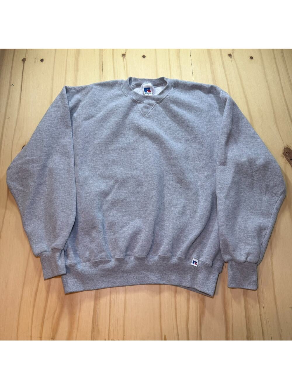 Vintage 90s Russell Athletic Crewneck Sweatshirt Blank Grey Mens Size Large
